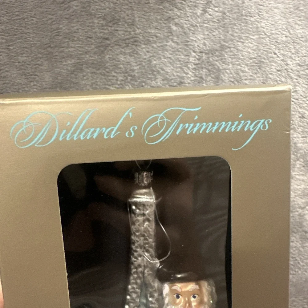 Santa Enjoying A Latte Eiffel Tower Dillard's Trimmings Glass Christmas Ornament